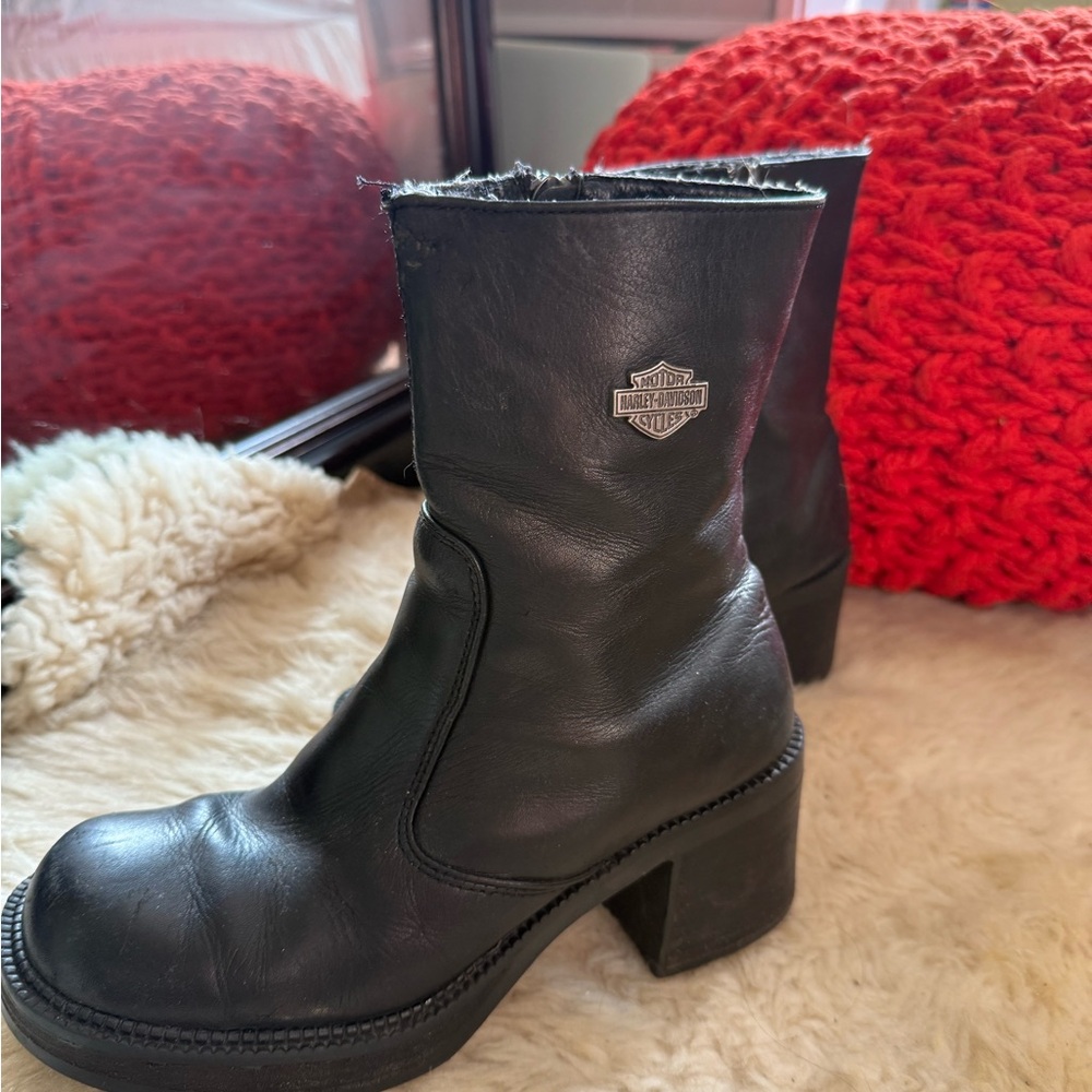 Harley-Davidson Black Leather Combat Boots